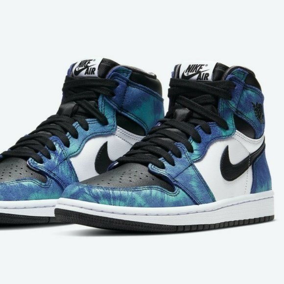 Nike Air Jordan 1 High Tie Dye Blue Sneakers - Women's 8 & Women's 9 Shoes - Picture 3 of 16